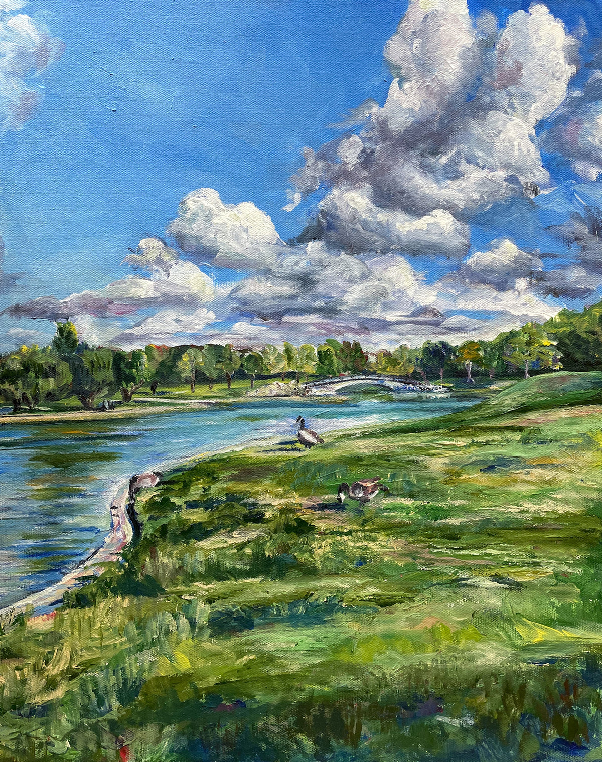 Special Day at the Park — a family day out, painted from the client's photograph