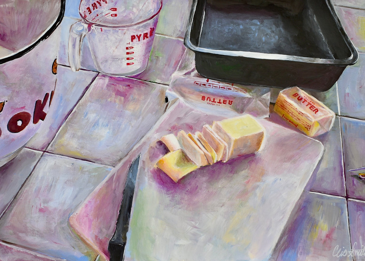 Baking my Grandma's Recipe, a 7x5 mini art print by Clio Smith